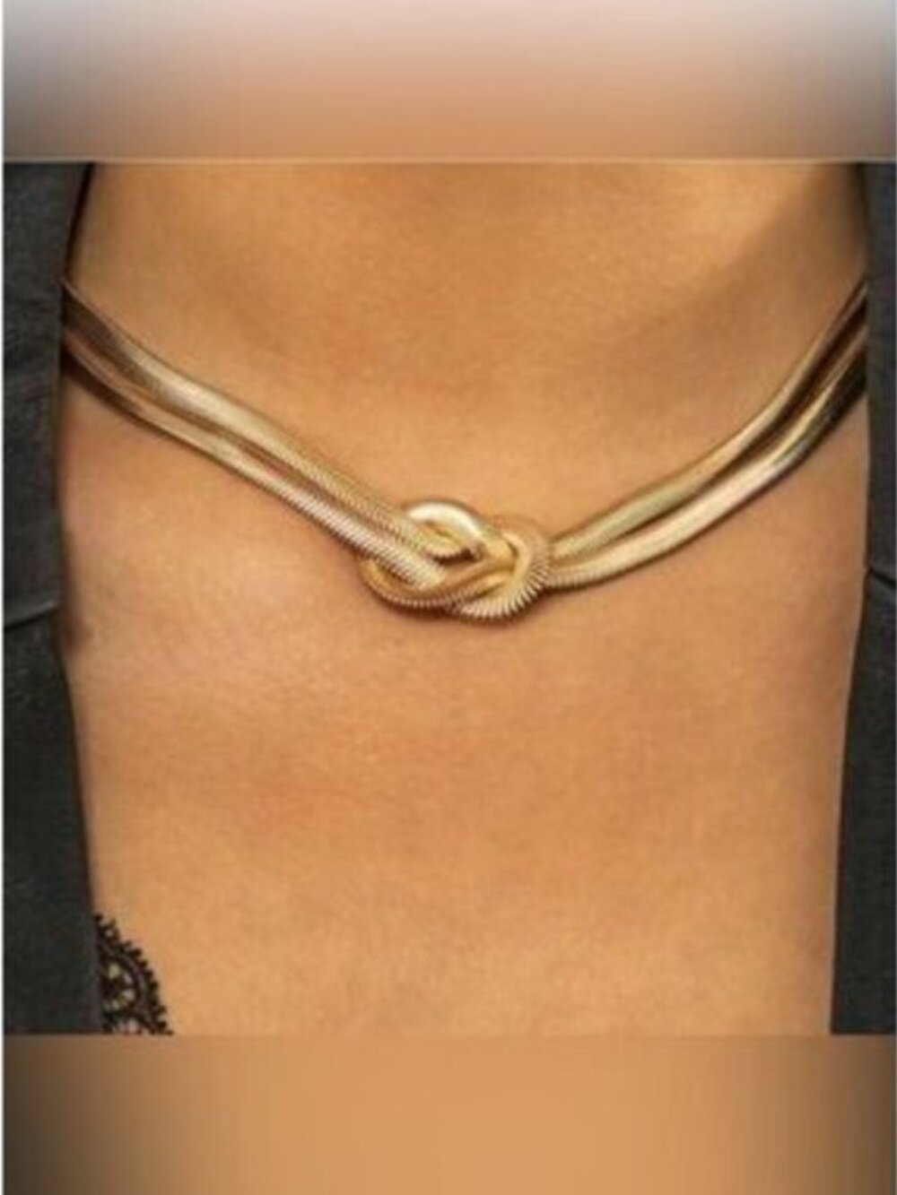 Gold Stainless Steel Double Knot Necklace